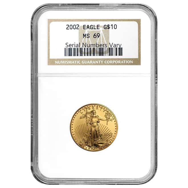 2002 $10 1/4 Ounce American Gold Eagle NGC MS 69 Rare