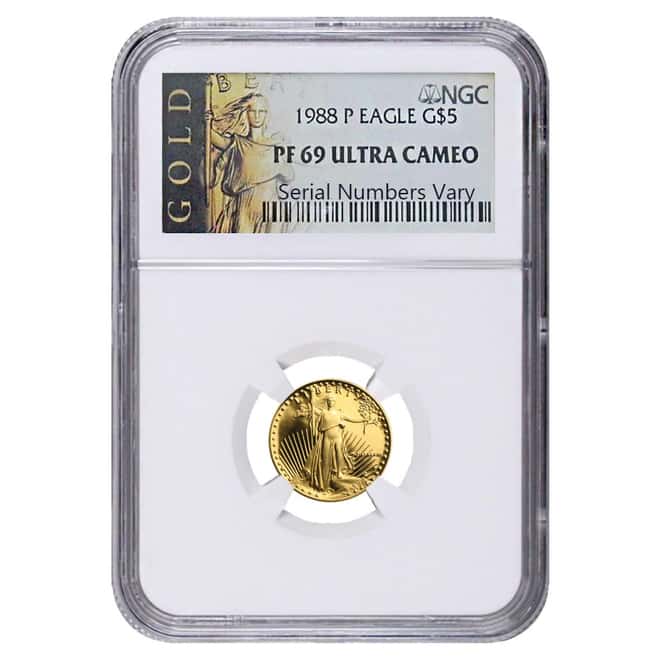 1988 1/10 oz $5 Proof Gold Eagle NGC PF 69 UCAM
