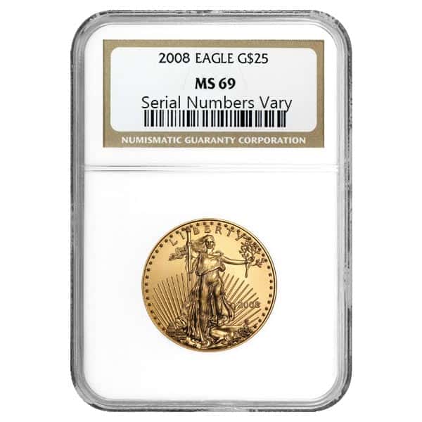 2008 1/2 oz Gold American Eagle $25 NGC MS 69
