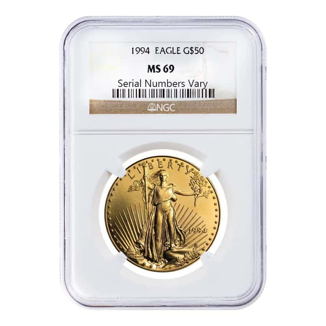 1994 1 oz $50 Gold American Eagle NGC MS 69