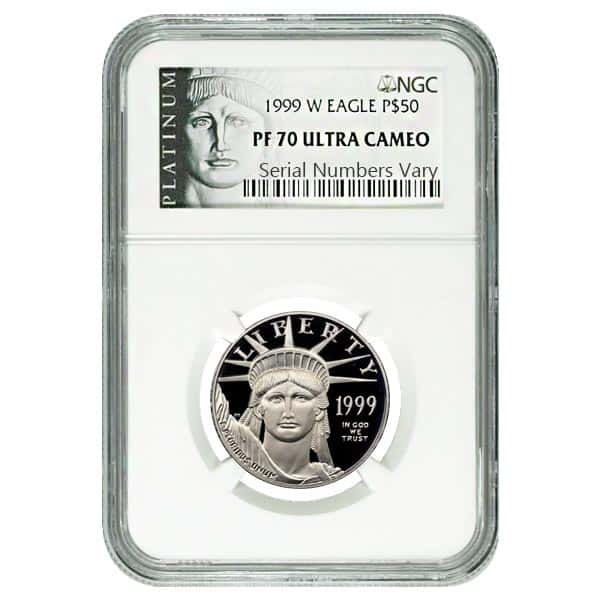1999-W 1/2 oz Platinum American Eagle $50 Proof Coin NGC PF 70 Ultra Cameo