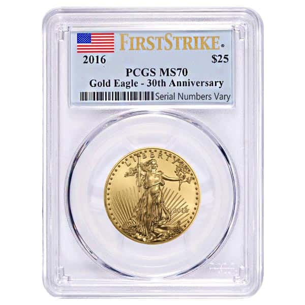 2016 1/2 oz Gold American Eagle PCGS MS 70 First Strike