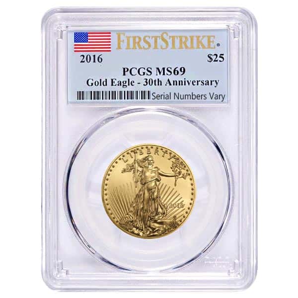 2016 1/2 oz Gold American Eagle PCGS MS 69 First Strike