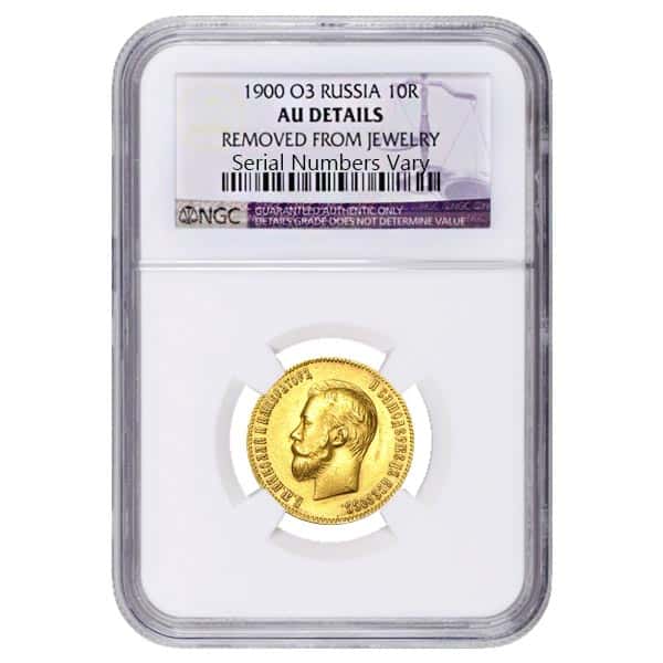 1900 Russia Gold 10 Roubles NGC AU Details
