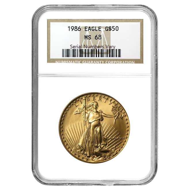 1986 1 oz Gold American Eagle $50 NGC MS 67 (MCMLXXXVI) 