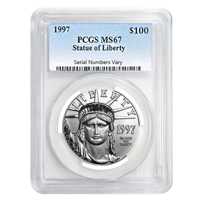 1997 1 oz $100 Platinum American Eagle Coin PCGS MS 67