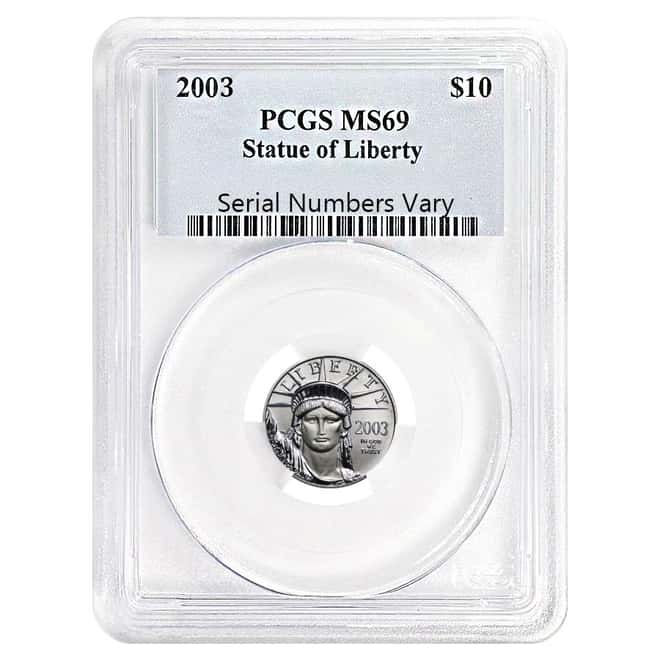 2003 1/10 oz $10 Platinum American Eagle PCGS MS 69