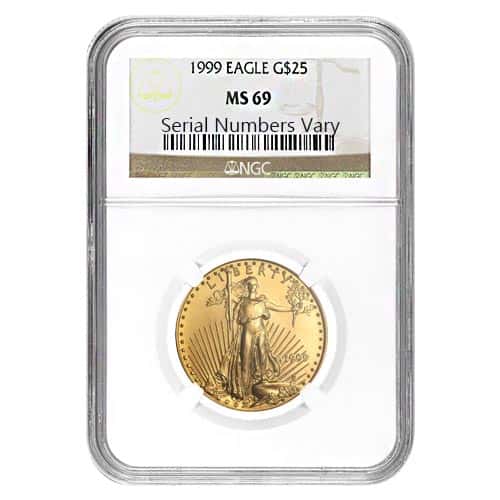 1999 1/2 oz $25 Gold American Eagle NGC MS 69