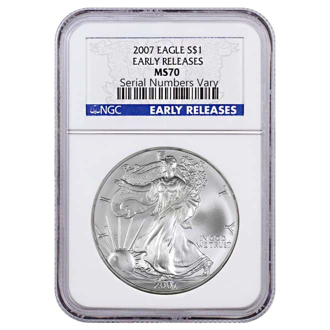 2007 1 oz Silver American Eagle $1 Coin NGC MS 70 Early Releases