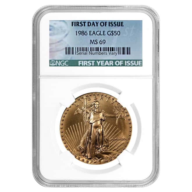 1986 1 oz Gold American Eagle $50 NGC MS 69 (MCMLXXXVI) - First Year of Issue