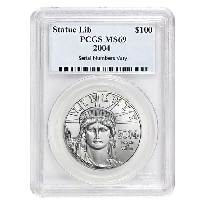 2004 1 oz $100 Platinum American Eagle Coin PCGS MS 69