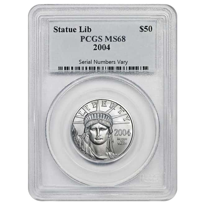 2004 1/2 oz $50 Platinum American Eagle Coin PCGS MS 68