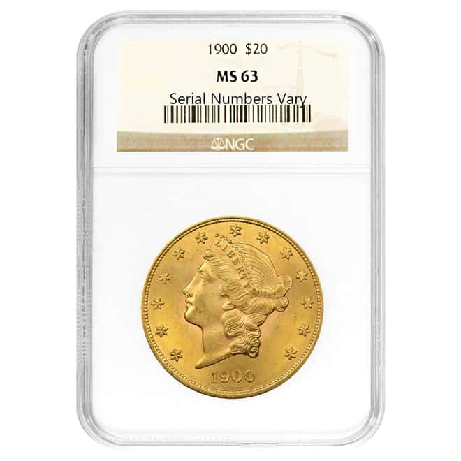 1900 $20 Liberty Head Double Eagle Gold Coin NGC MS 63