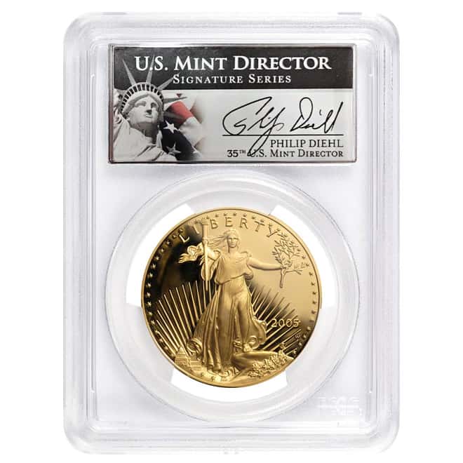 2005 W 1 oz $50 Gold American Eagle Coin PCGS PF 69 DCAM - Philip Diehl Sig