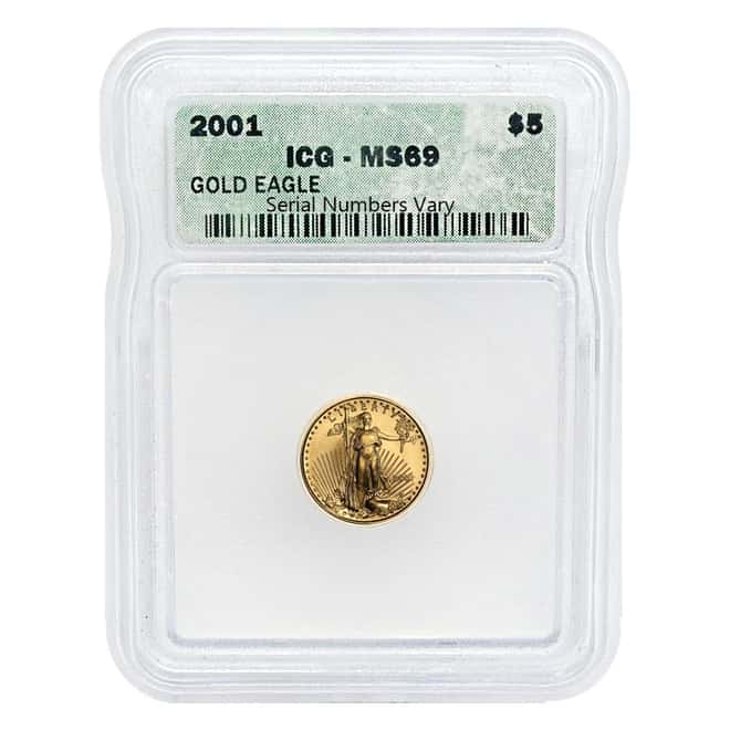 2001 1/10 oz $5 Gold American Eagle Coin ICG MS 69