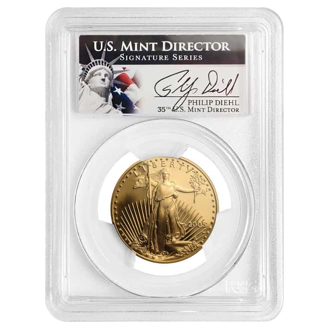 2005 W 1/2 oz $25 Proof Gold American Eagle Coin PCGS PF 69 DCAM - Philip Diehl Sig