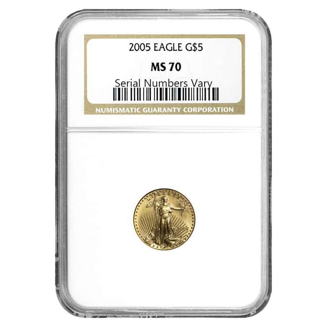 2005 1/10 oz $5 Gold American Eagle Coin NGC MS 70