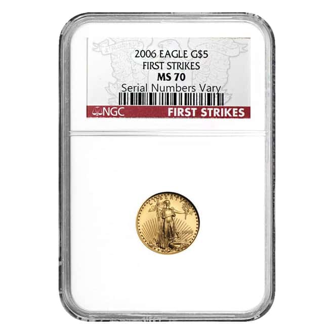 2006 1/10 oz $5 Gold American Eagle Coin NGC MS 70 First Strikes
