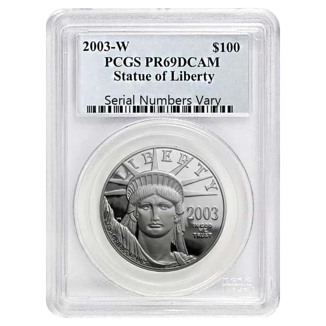 2003 W 1 oz Platinum American Eagle Proof $100 Coin PCGS PF 69 DCAM