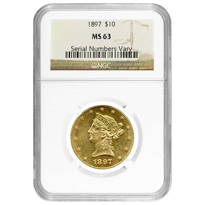 1897 $10 Gold Liberty Head Eagle Coin NGC MS 63
