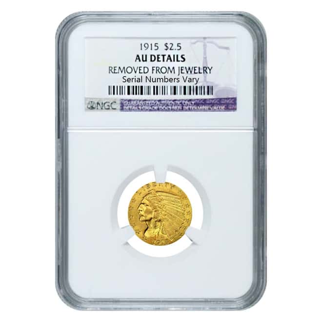 1915 $2.5 Indian Head Quarter Eagle Gold Coin NGC AU Details