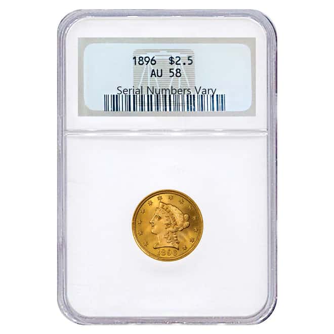 1896 $2.5 Liberty Head Quarter Eagle Gold Coin NGC AU 58