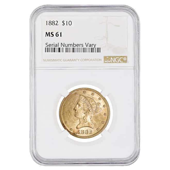 1882 $10 Liberty Head Gold Eagle Coin NGC MS 61