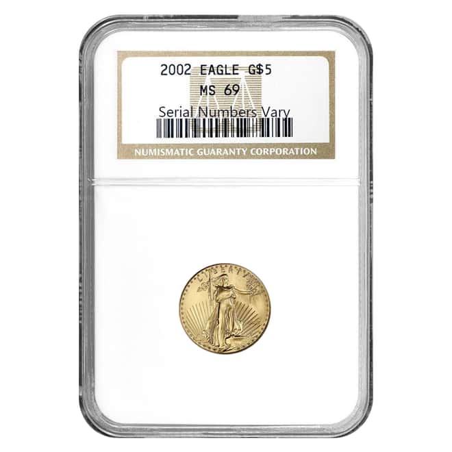 2002 1/10 oz $5 Gold American Eagle Coin NGC MS 69