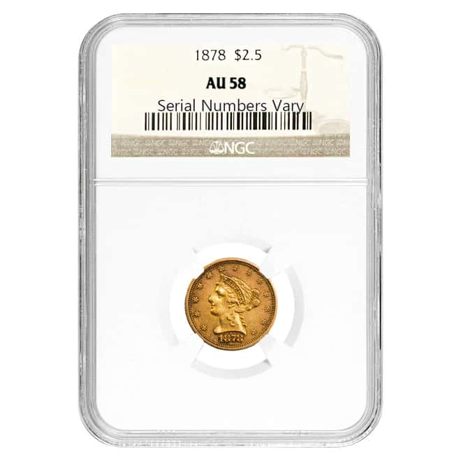 1878 $2.5 Liberty Head Quarter Eagle Gold Coin NGC AU 58
