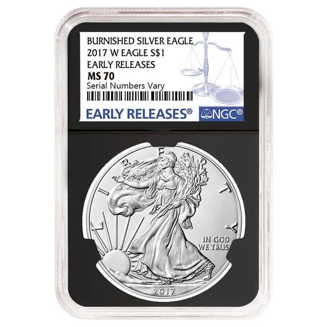 2017-W 1 oz Burnished Silver American Eagle NGC MS 70 Early Releases (Retro)