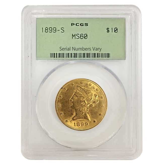1899-S $10 Liberty Head Gold Eagle Coin PCGS MS 60