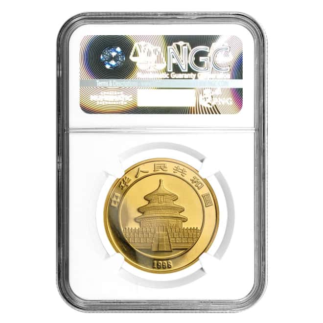 1998 China 1 oz Gold Panda Large Date 100 Yuan NGC MS 69