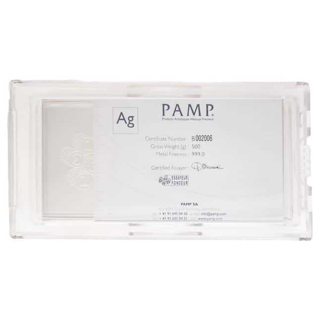 1/2 Kilo PAMP Suisse Lady Fortuna Silver Bar .999 Fine (w/Assay)