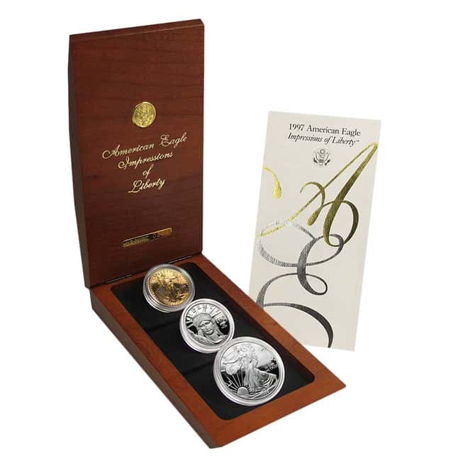 1997 3-Coin Proof Impressions of Liberty Set (Signed w/Box&COA)