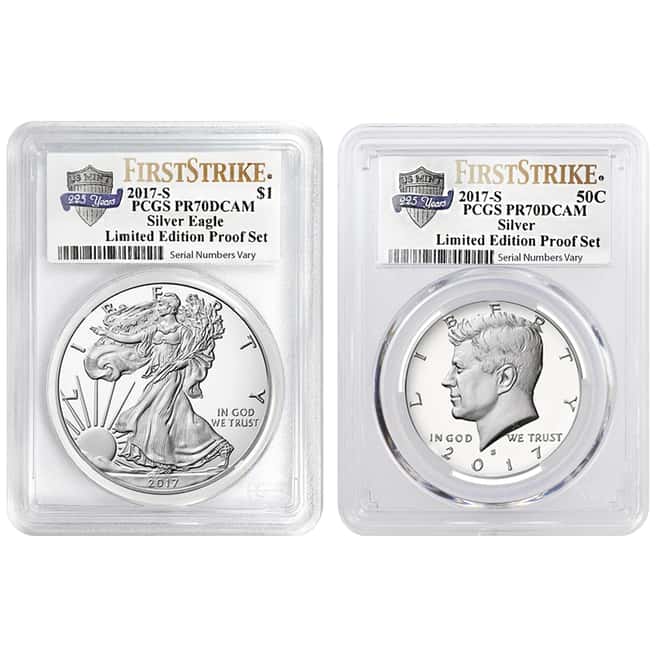 2017 S Proof Silver American Eagle/Kennedy Half Dollar Limited Edition PCGS PF 70 FS (225th Annv.)
