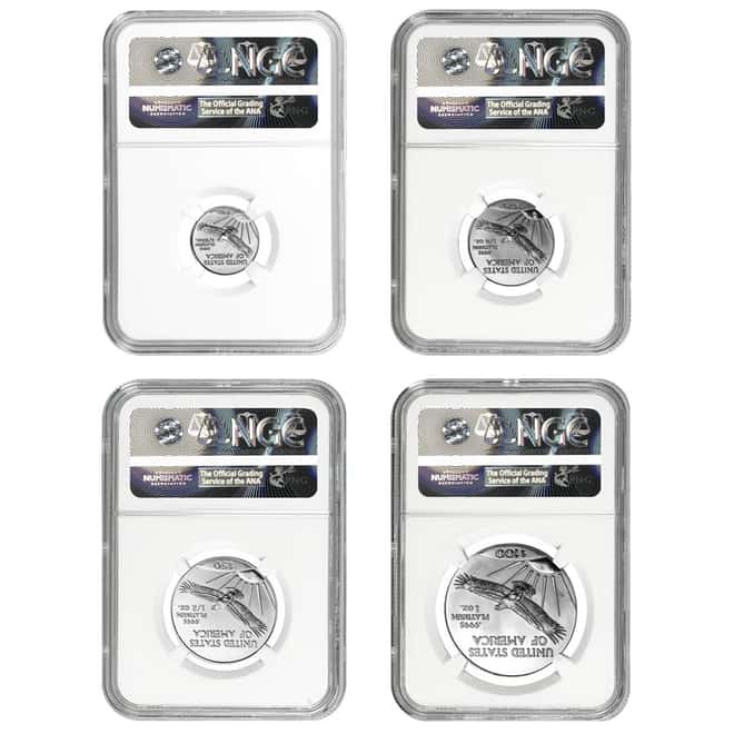 1997 1.85 oz Platinum American Eagle 4-Coin Set NGC MS 70/69 - First Year of Issue