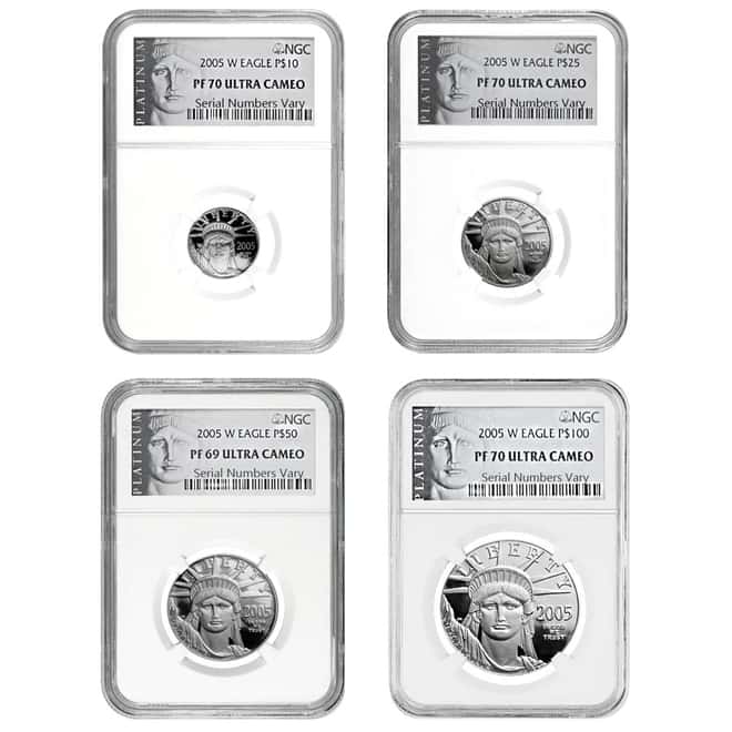 2005-W 1.85 oz Platinum American Eagle 4-Coin Proof Set NGC PF 70/69 UCAM - Low Minatge!