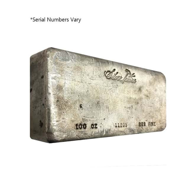 100 oz SilverTowne Poured Vintage Silver Bar .999 Fine (Serial #00001-30000)