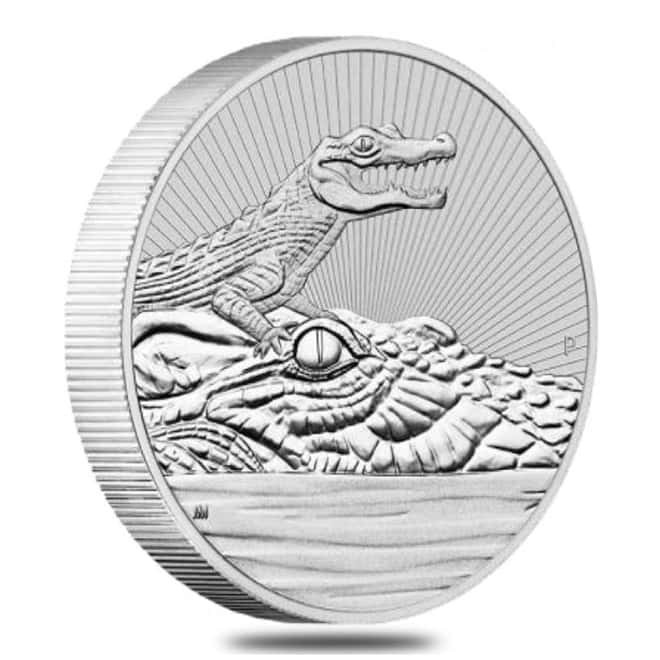 2019 2 oz Silver Australian Piedfort Crocodile Perth Mint .9999 Fine BU Next Generation Series