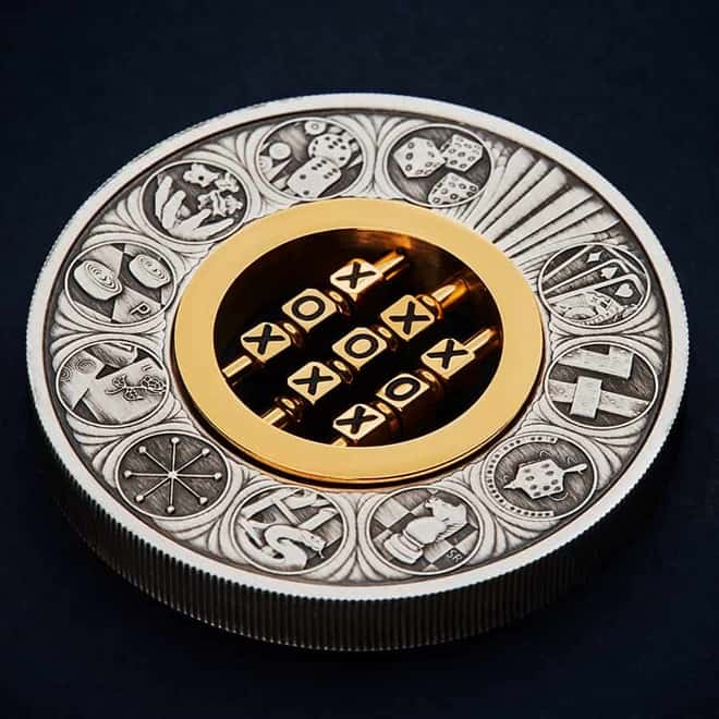 2022 Tuvalu 2 oz Games Through The Ages Antiqued Silver Coin .9999 Fine (w/Box & COA)