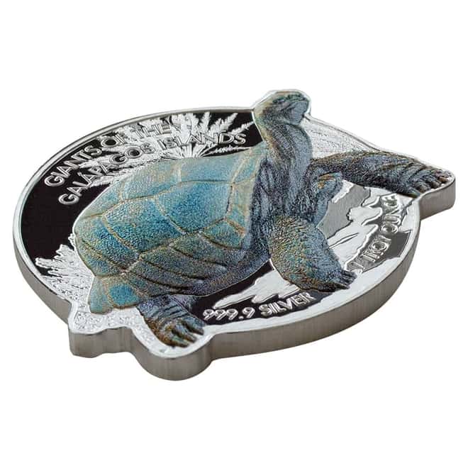 2021 1 oz Colorized Silver Galapagos Tortoise Solomon Islands $2 Coin .9999 Fine (w/Box & COA)