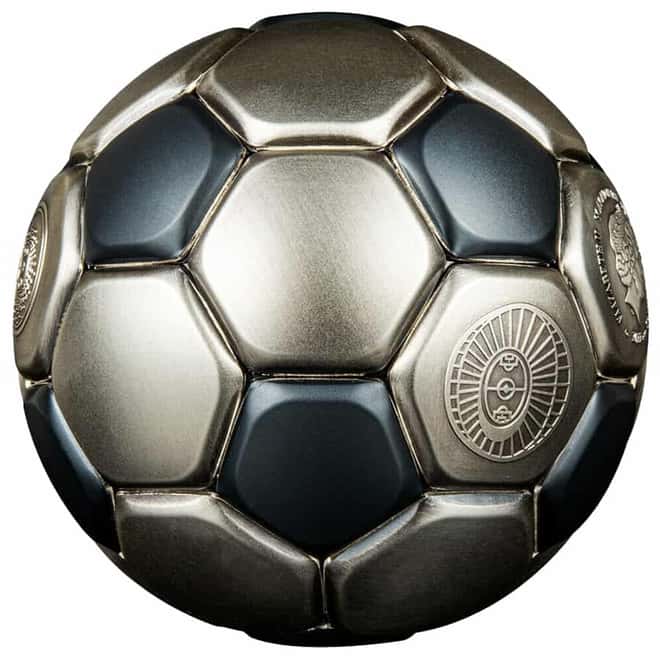2022 3 oz Silver FIFA World Cup Qatar - Soccer Ball Spherical Coin Solomon Islands .999 Fine (w/Box & COA)