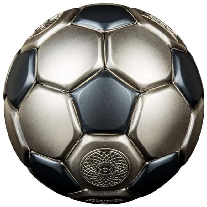 2022 3 oz Silver FIFA World Cup Qatar - Soccer Ball Spherical Coin Solomon Islands .999 Fine (w/Box & COA)
