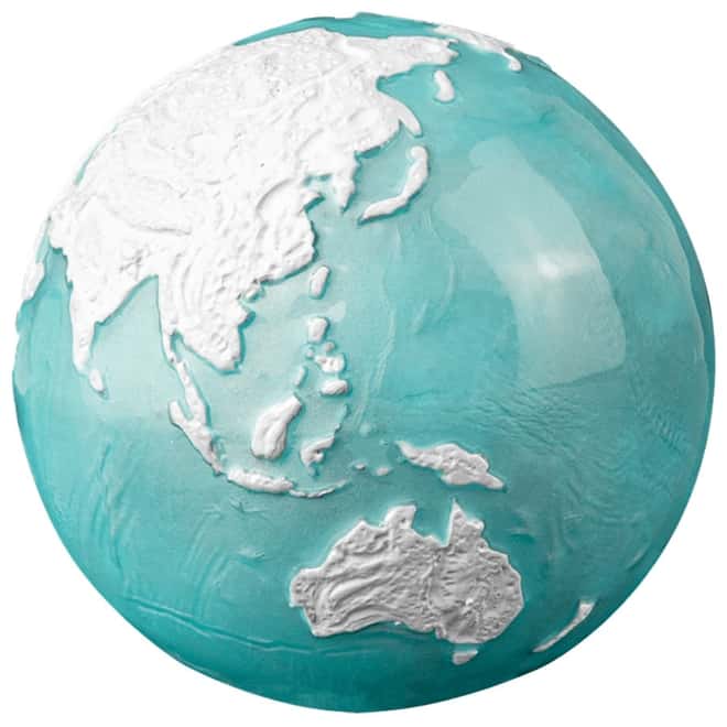 2023 3 oz Silver Blue Marble Frozen Planet Earth Spherical Coin Barbados .999 Fine (w/Box & COA)