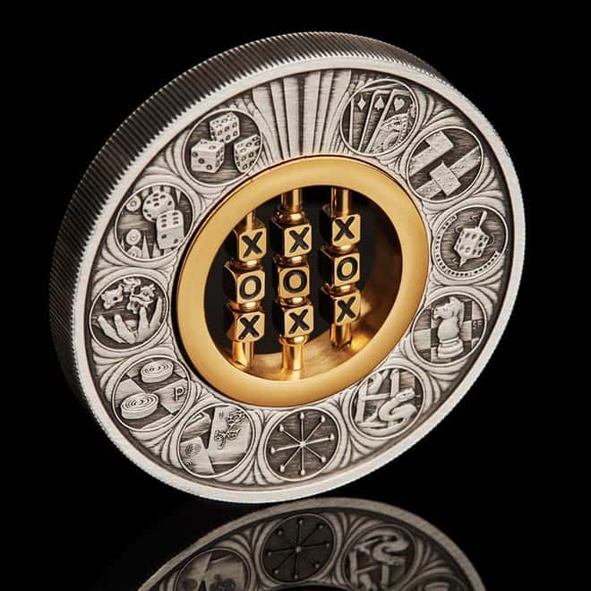 2022 Tuvalu 2 oz Games Through The Ages Antiqued Silver Coin .9999 Fine (w/Box & COA)