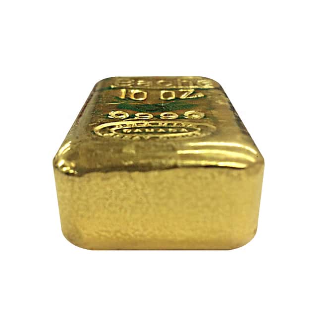10 oz Johnson Matthey Bache Hand Poured Gold Bar .9999 Fine