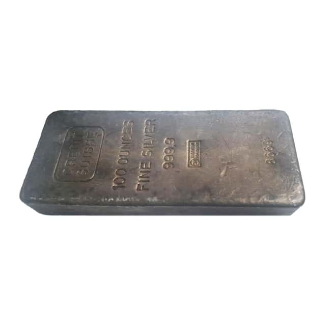 100 oz Credit Suisse Silver Bar .999 Fine