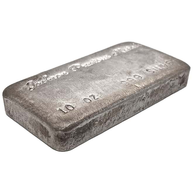 10 oz Jackson Precious Metals Vintage Silver Bar .999 Fine