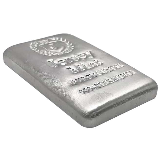 Lot of 10 - 10 oz Jersey Mint Silver Bar .999 Fine