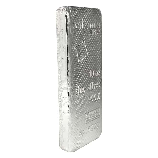 10 oz Valcambi Suisse Textured Cast Silver Bar .999 Fine (w/Assay)